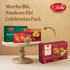 सेठी सोन पपड़ी 250g + बेसन लड्डू 200g + शाही मिक्सचर 75g  + नवरतन मिक्सचर 75g