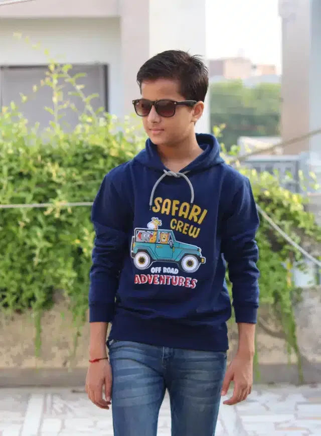 Full Sleeves Hoodie for Boys (Navy Blue, 7-8 Years)