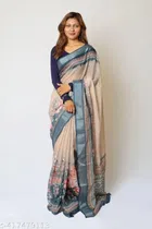Cotton Linen Printed Saree for Women 