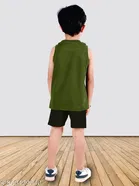 Cotton Blend Printed Clothing Set for Boys, Grey & Olive, Pack Of 2 