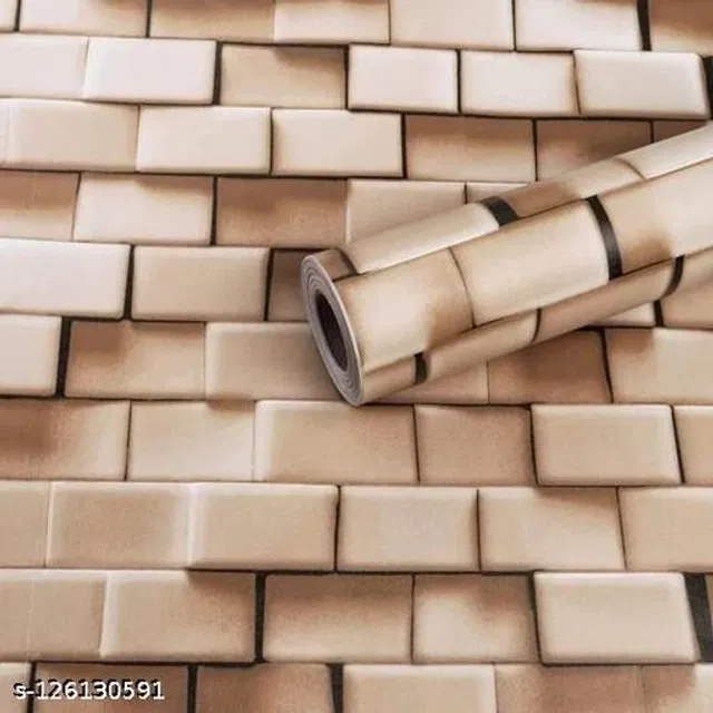 Bliss Vinyl Wallpaper for Home (Beige, 45x245 cm)
