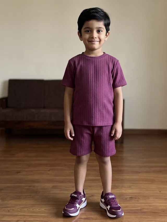 Casual Co-ord Set for Boys (Purple, 12-18 M)