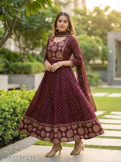 Solid A-line Kurta Set for Women (Purple, XXXL)
