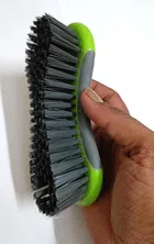 Plastic Heavy Duty Laundry Brush with Rubber Grip (Green)