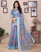 Cotton Silk Printed Saree for Women, Multicolor 