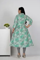 Cotton Silk Printed Kurti for Women, Green 
