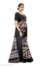 Cotton Silk Printed Saree for Women, Black 