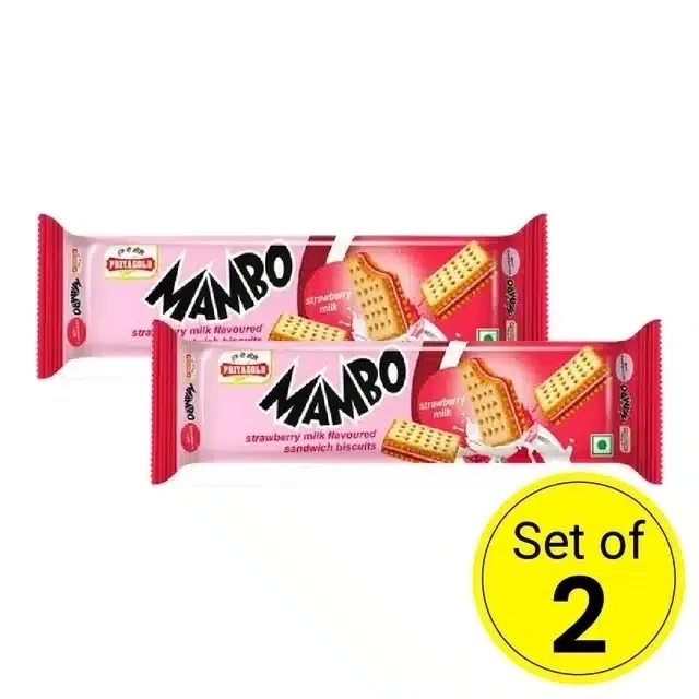 प्रियागोल्ड मैम्बो स्ट्रॉबेरी सैंडविच बिस्किट 80 g (पैक ऑफ़ 2)
