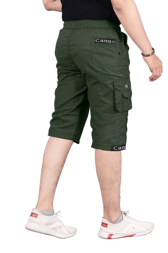 Cotton Solid Capri for Men (Bottle Green, 34)