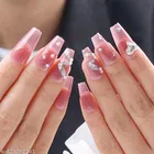 Kamz's Fake Nails Nail Extension Kit - Quick Fix Press On Nails, Aesthetic Acrylic Stick on Nails, Reusable, 12pcs Nails Set for Girls & Kids