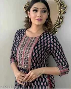 Rayon Printed Kurta with Pant for Women, Multicolor 
