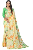 Kanooda Prints Georgette Women Saree With Un-stitched Blouse 