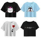 Cotton Printed Crop Tops for Girls (Multicolor, 10-11 Years) (Pack of 4)