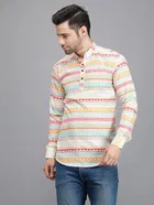Cotton Blend Printed Kurta for Men 