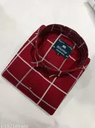 Cotton Blend Checkred Shirt for Men, Maroon 