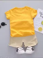 Poly Blend Clothing Set for Kids, Yellow & Beige  