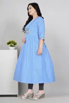 Zari Embroidered Cotton Blend Anarkali Kurti for Women 