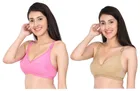 Cotton Blend Solid Non Padded Bras for Women (Multicolor, 30) (Pack of 2)