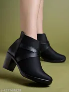 Solid Black Suede Womens Boots 