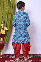Cotton Blend Printed Kurta with Dhoti for Boys, Multicolor 