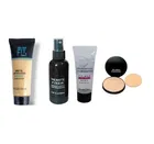 Pack of 4 Fixer Spray, Face Compact Powder, Primer & Waterproof Fit Me Foundation Combo