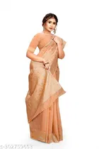 Linen Zari Woven Saree for Women 