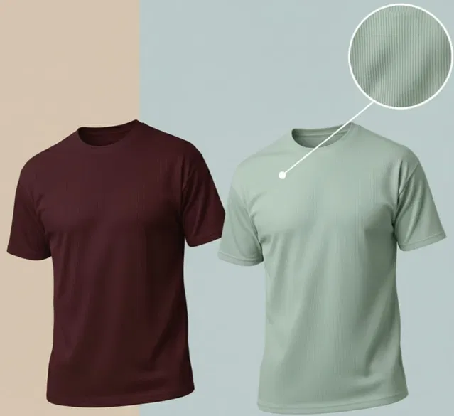 Polyester Round Neck T-shirt for Men, Multicolour, Pack of 2 (L)