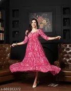 Viscose Rayon Kurti for Women, Pink 