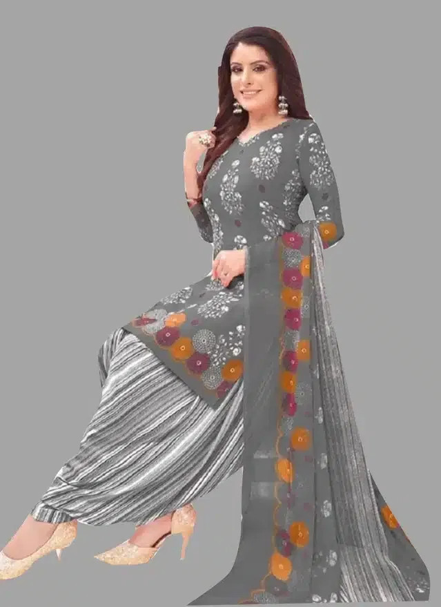Unstitched Dress Material for Women & Girls (Grey)