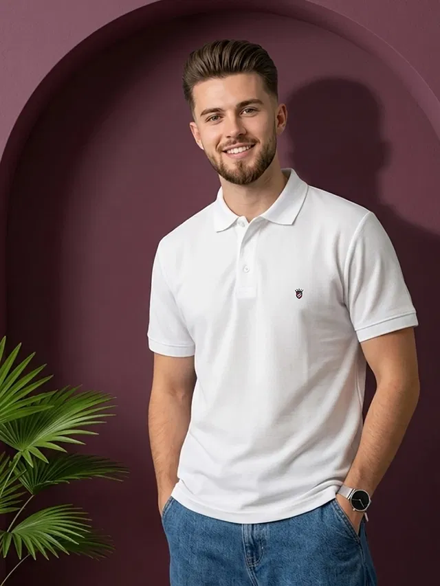 Polo T-shirt for Men (White, M)