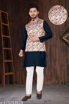 Colorblocked Cotton Kurta Set for Men 