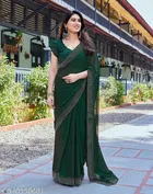 Soft Silk Printed Saree for Women, Green 