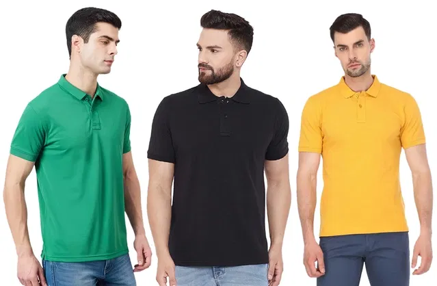 Polo T-shirt for Men, Pack of 3 (Multicolor, XL)