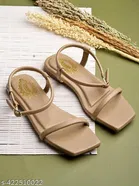 Shoetopia Brown Flat Sandals 