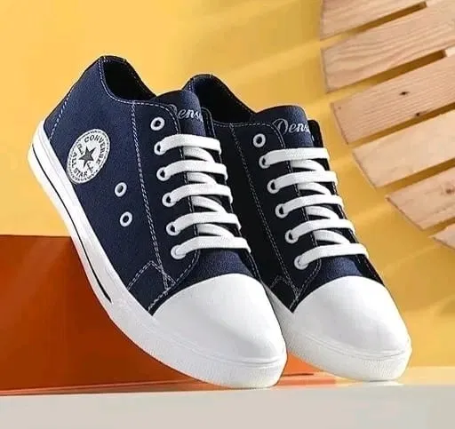 Densu Sneakers for Men (Navy Blue, 6) Blue Cloth Canvas