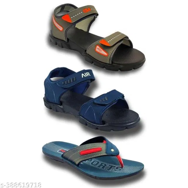 Sandals with Flipflop for Men (Multicolor, 6) (Pack of 3)