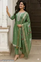 Embroidered Cotton Kurta Set for Women 