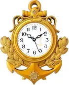 Khatu Crafts Anchor Gold Analog Wall Clock (Plastic, 25x25 cm)