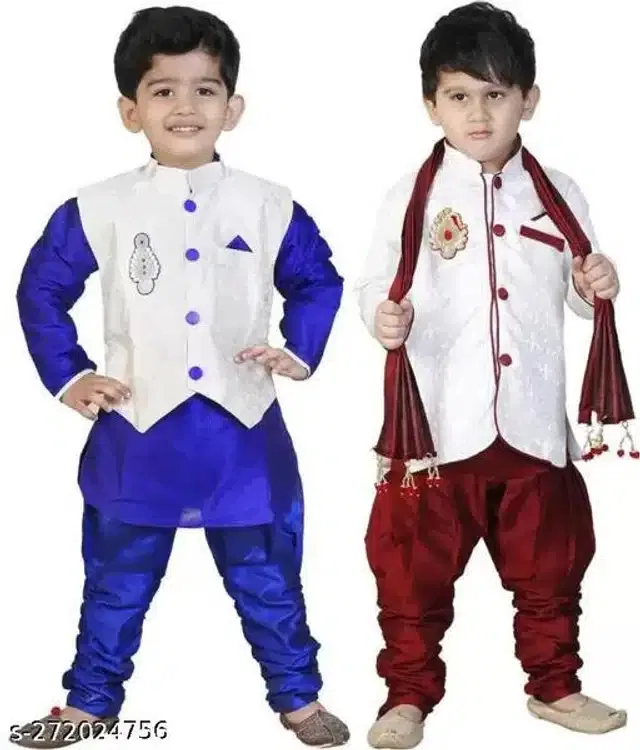 Sherwani Set for Boys (Multicolor, 1-2 Years) (Pack of 2)