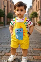 Hosiery Cotton Printed Clothing Set for Kids, Yellow 