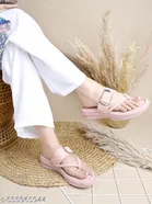 Shoetopia Solid Sandals Peach Size 4