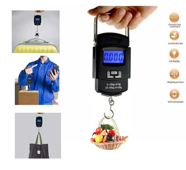 Lenon Makeup Accessory Highlight Black Electronic Scale (Metal Hook Type Luggage Scale) (Weighs Upto 50 Kg) (D271)