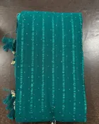 Georgette Solid Saree for Women, Teal 