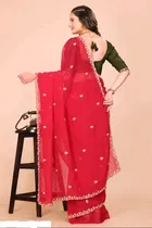 Sana Silk Self Design Saree for Women, Red 