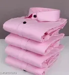 Cotton Blend Solid Shirt for Men, Pink 