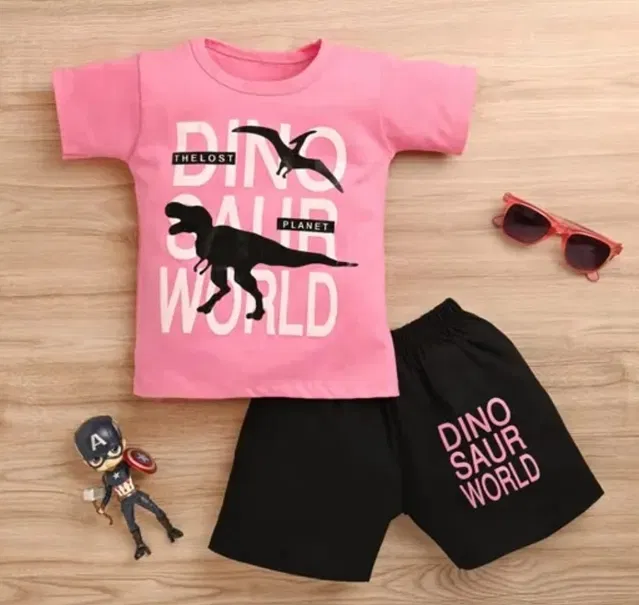Hosiery Clothing Set for Kids (Pink & Black, 1-2 Years)