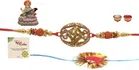 Synthetic Rakhi with Greeting Card & Roli Chawal 