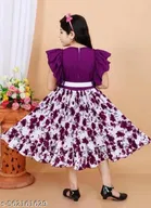Printed Cotton Blend Fit And Flare Dress for Girls 