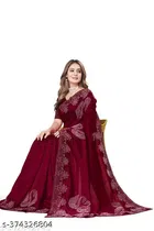 Georgette Embellished Saree For Women, Maroon