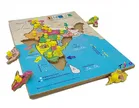 Wooden Large Map Puzzle with Knobs for Kids 